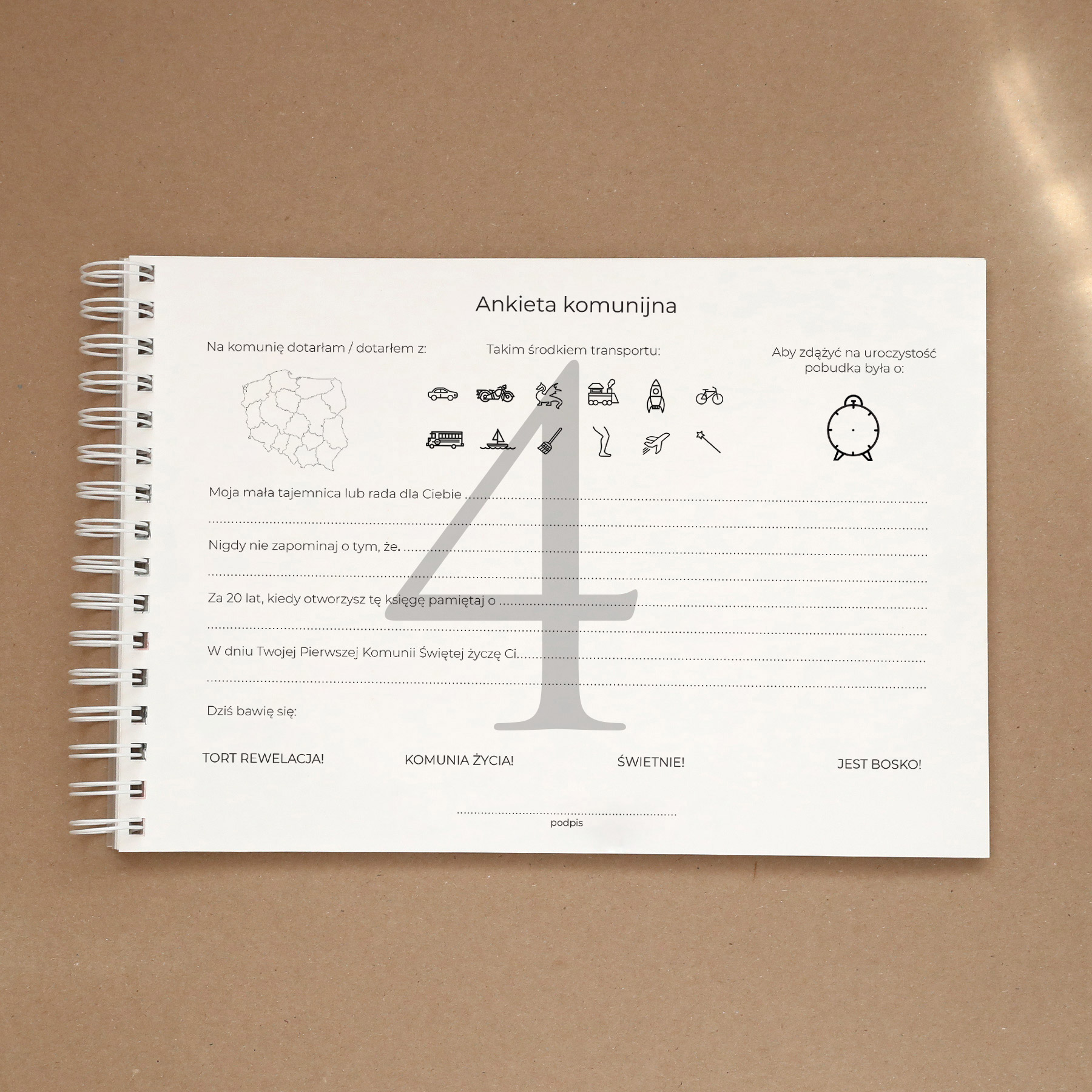 Księga gości na przyjęcie komunijne